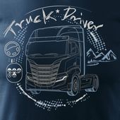 Koszulka z ciężarówką Iveco prezent dla kierowcy Tira TIR męska granatowa REGULAR XXL