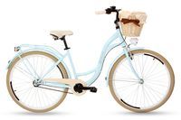 Damski rower miejski Goetze Style 28 3b + kosz / Błękitno-kremowy