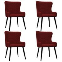 Krzesła jadalniane, 4 szt., czerwone, aksamitne