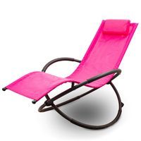Leżak fotel ogrodowy bujany relaksacyjny różowy 18353