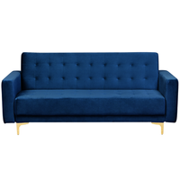 Sofa rozkładana welurowa niebieska ABERDEEN