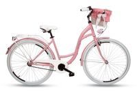 Damski rower miejski Goetze Style 28 + kosz / Różowo-biały