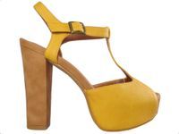Żółte zamszowe sandały na platformie buty na obcasie 38