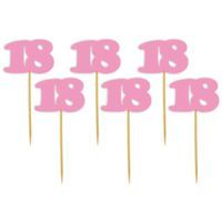 Pikery "18 Urodziny Classic", różowe, 6 szt