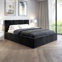 Łóżko tapicerowane CZARNE 160x200 + POJEMNIK SENS