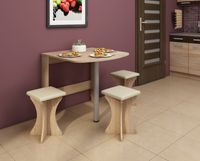 Stół składany przyścienny Alpin 6 - 80x75 cm + taborety