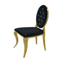 Krzesło Ludwik II Gold Black złote glamour pikowane kryształkami
