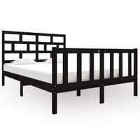 Rama łóżka, czarna, lite drewno sosnowe, 135x190 cm, dwuosobowa