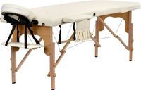 Stół, łóżko do masażu 2-segmentowe drewniane Kremowe