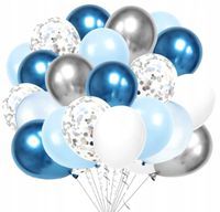 Balony Blue Srebrne 60Szt Ślub Wesele Urodziny Bal