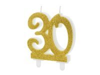 Świeczka urodzinowa na tort liczba 30 złota, 7,5 cm urodziny