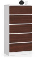 KOMODA K 60 cm 5 SZUFLAD BIAŁA / WENGE