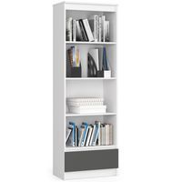 Regał R 60 cm CLP 1 szuflada 4 półki - biały-grafit szary