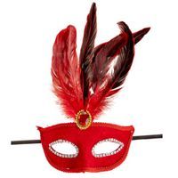 Maska karnawałowa "Wenecka z piórami ombre", czerwony, Carnival Toys