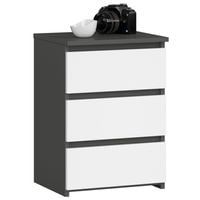 Szafka nocna CL3 40 cm 3 szuflady - grafit szary-biała