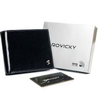 Solidny, skórzany portfel męski bez zapięcia z ochroną RFID, poziomy — Rovicky