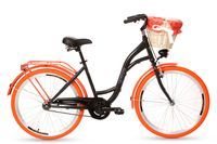 Damski rower miejski Goetze Style 28 + kosz / Antracytowo-pomarańczowy
