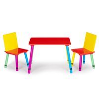 Meble Dla Dzieci Komplet Drewniany Stół + 2 Krzesła Kolorowe Ecotoys
