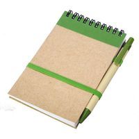 Notes eco z długopisem, Zielony / Beżowy, 5 szt
