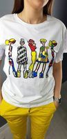 BLUZKA T-shirt FASHION cekiny korale biały uni