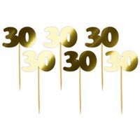 Pikery "30 Urodziny Classic", złote metalik, 6 szt