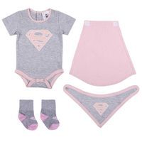 Komplet niemowlęcy dla dziewczynki Superhero Szaro Różowy 74