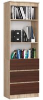 REGAŁ BIUROWY R 60 cm CLP 3 SZUFLADY 2 PÓŁKI SONOMA / WENGE