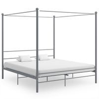 Rama łóżka z baldachimem, szara, metalowa, 180 x 200 cm Lumarko!