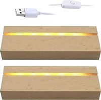 Podstawa Drewniana  Z Diodami Led 4Szt