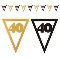 Baner flagi "Urodziny 40", czarno-złoty, 3,6 m