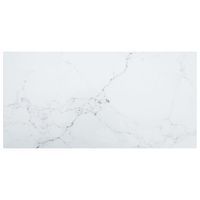 Blat stołu, biały, 100x50 cm, 6 mm, szkło ze wzorem marmuru