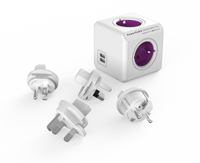 Rozgałęźnik PowerCube ReWirable z USB i wtyczkami podróżnymi EU, UK, US, AU - 4 x 230 V + 2 x USB Kolor gniazd - Fioletowy
