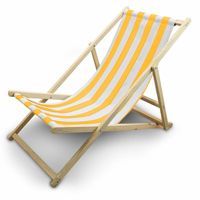 18254 Leżak ogrodowy plażowy składany w biało-żółte paski na kemping
