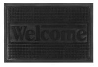 Wycieraczka podgumowana gumowa PCV poliester prostokątna HARRY 60 x 40 cm wzór nr 5 czarna napis welcome
