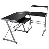 Narożne biurko komputerowe, czarne, 132x112x99 cm