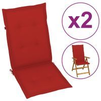 Poduszki na krzesła ogrodowe, 2 szt., czerwone, 120x50x4 cm