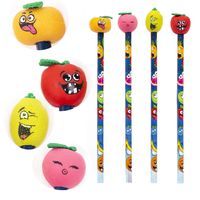 Ołówki grafitowe HB z owocowymi pachnącymi gumkami owocami - 4 sztuk