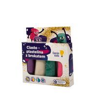 Zestaw masy plastycznej ciasto-plastelina 4 kolory z brokatem
