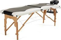 Stół, łóżko do masażu 2-segmentowe drewniane Czarno Białe