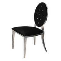 Krzesło Ludwik glamour Black pikowane kryształki