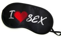 MASKA OPASKA NA OCZY Z NAPISEM I LOVE SEX PREZENT