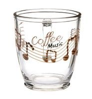 Kubek szklanka z uchem KAWA 300 ml wz.5 nadruk coffee music