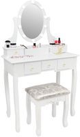 Toaletka kosmetyczna z lustrem i taboretem - wood dresser 5