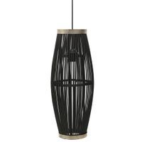 Lampa wisząca, czarna, wiklinowa, 40 W, 25x62 cm, owalna, E27
