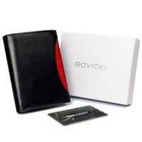 Bogato wyposażony portfel męski z naturalnej skóry licowej RFID — Rovicky