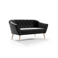 Skandynawska sofa z ozdobnym pikowanym oparciem Pirs 2 R100/ czarna