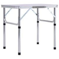 Składany stolik turystyczny, biały, aluminiowy, 60 x 45 cm