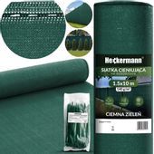 Zestaw Siatka Cieniująca 1,5X10M Heckermann - Zielona + Opaski Zaciskowe Heckermann 100Szt - Zielone