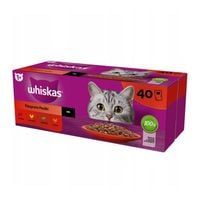 WHISKAS KARMA DLA KOTA WOŁOWINA KURCZAK JAGNIĘCINA DRÓB W SOSIE  40X85 G