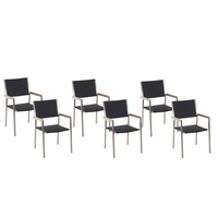Zestaw 6 krzeseł ogrodowych rattanowy czarny GROSSETO